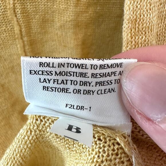 EILEEN FISHER | 100% Linen Open Front Cardigan Yellow Lightweight Sweater | XS - Picture 7 of 7